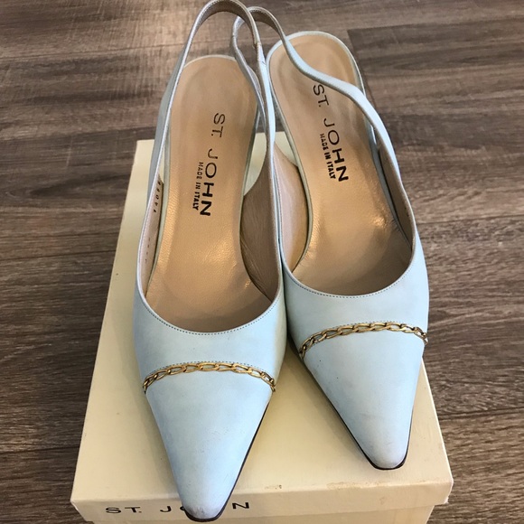 light blue low heel shoes